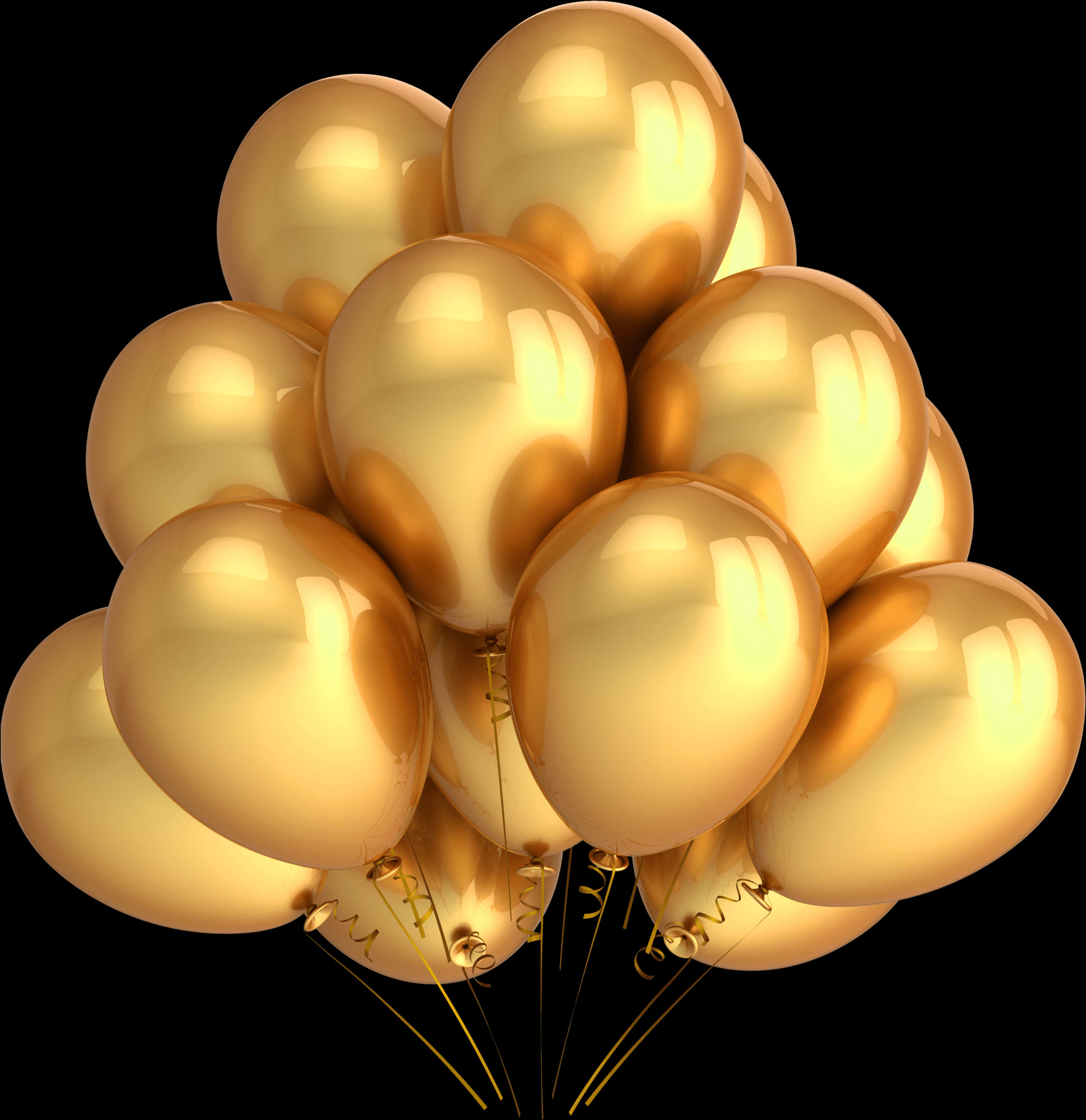 Objects - Balloon - Gold Balloons Png PNG image with a transparent background, free high-resolution download