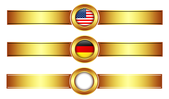 Golden Bannerswith Flags PNG with transparent background