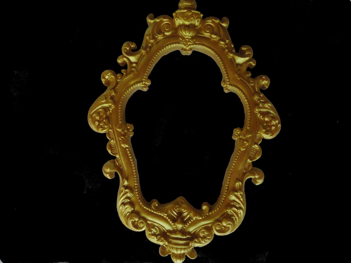 Golden Baroque Frame Black Background