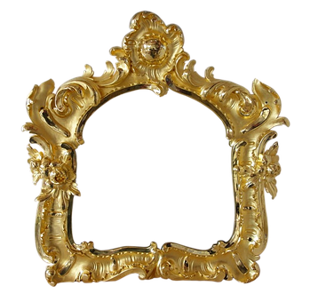 Golden Baroque Style Frame PNG with transparent background
