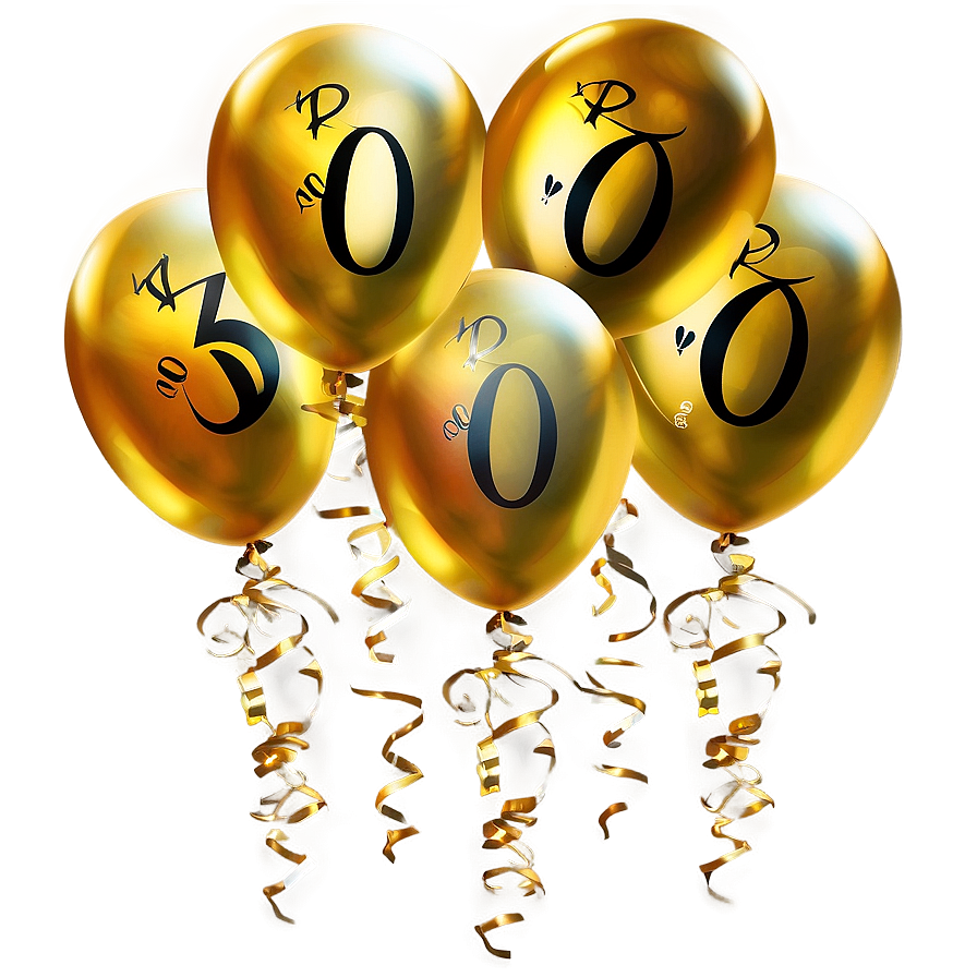 Golden Birthday Balloons Png Vsy23