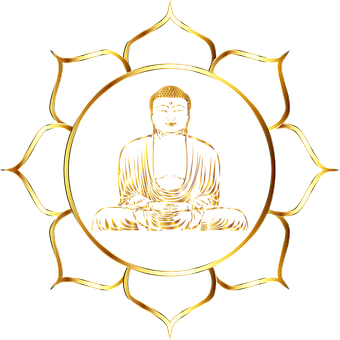 Golden Buddha Lotus Design PNG with transparent background