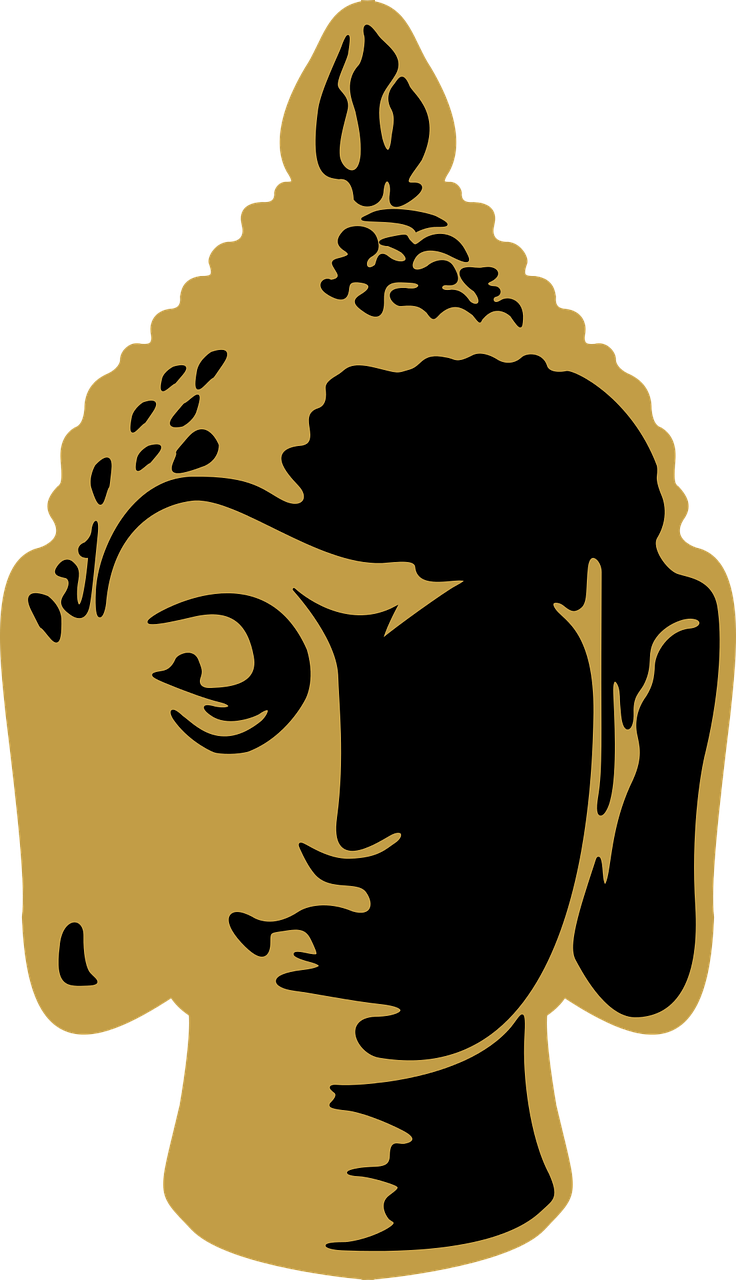 Golden Buddha Profile Vector PNG with transparent background