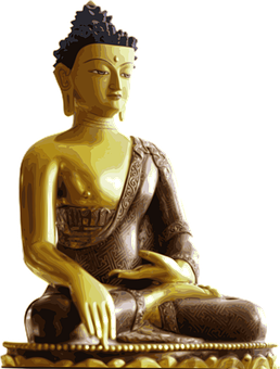 Golden Buddha Statue Meditation PNG with transparent background