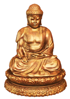 Golden Buddha Statue Meditation Pose PNG with transparent background