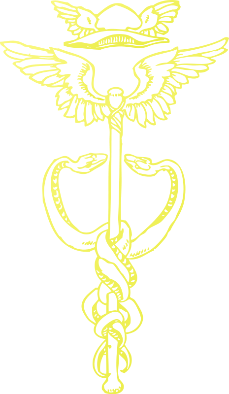 Golden Caduceus Symbol PNG with transparent background