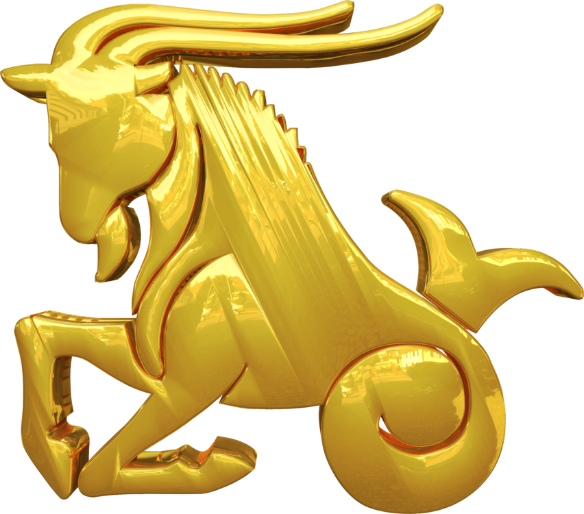 Golden Capricorn Sculpture PNG with transparent background