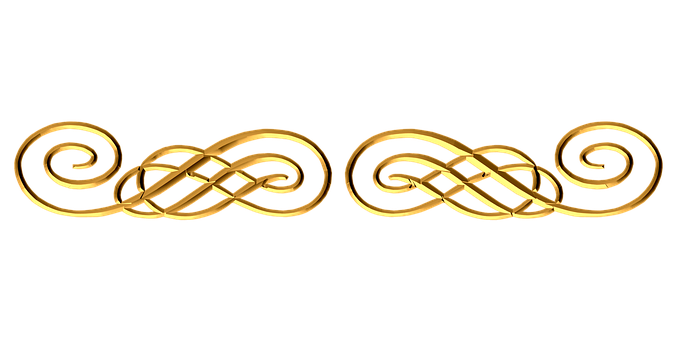 Golden Celtic Knot Design PNG with transparent background
