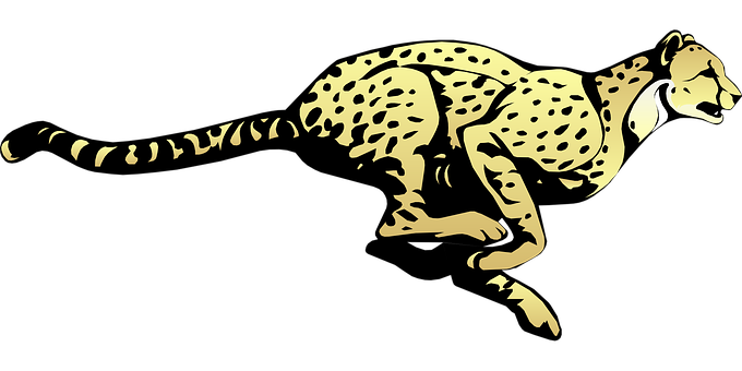 Golden Cheetah Silhouette PNG with transparent background