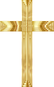 Golden Christian Cross PNG with transparent background
