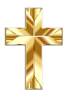 Golden Christian Cross PNG with transparent background