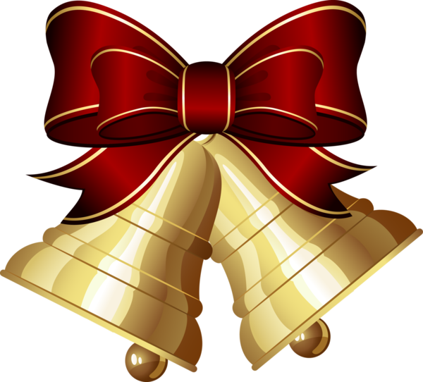 Golden Christmas Bells With Red Bow