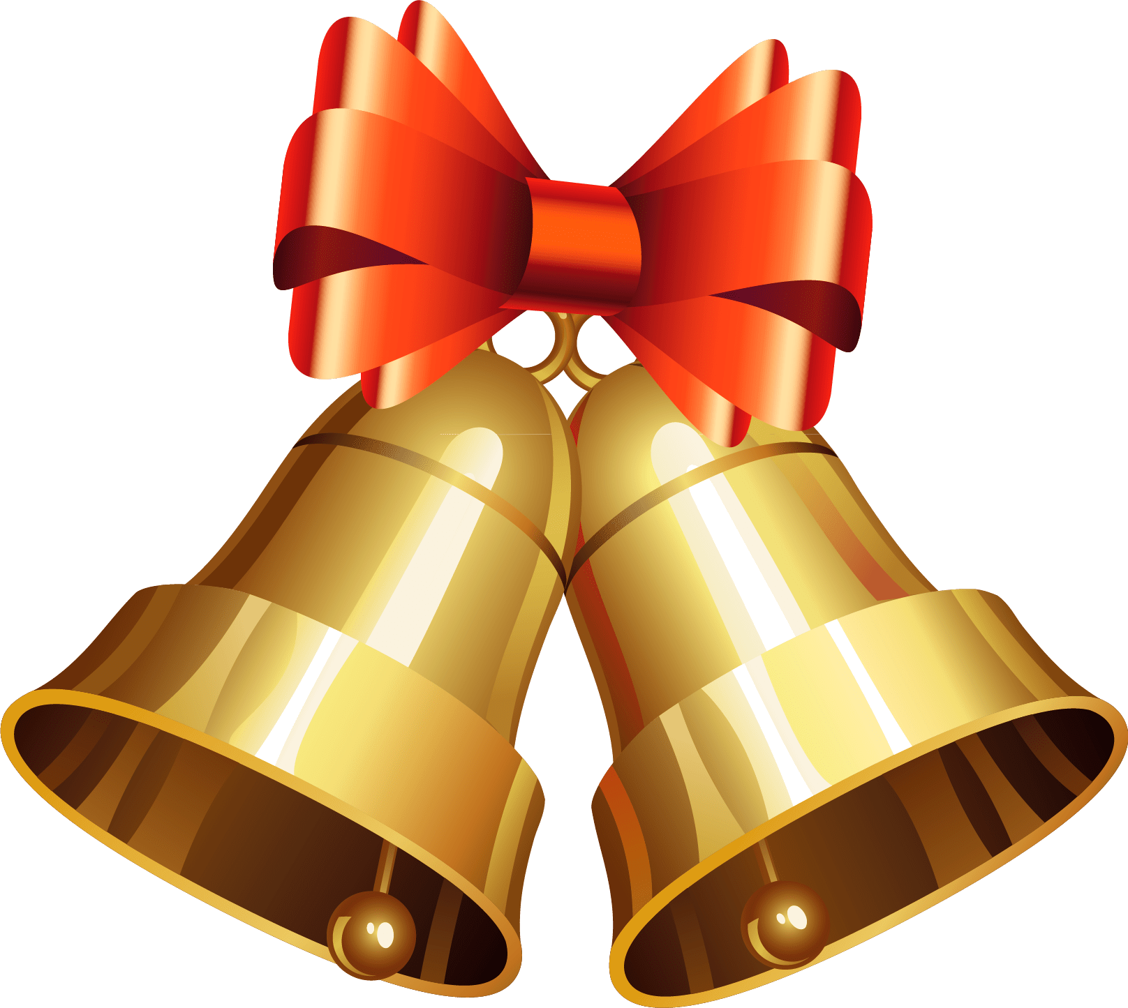 Golden Christmas Bells With Red Bow