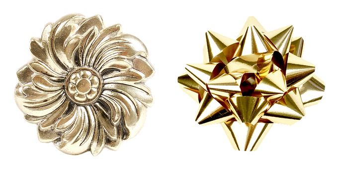 Golden Christmas Bows PNG with transparent background