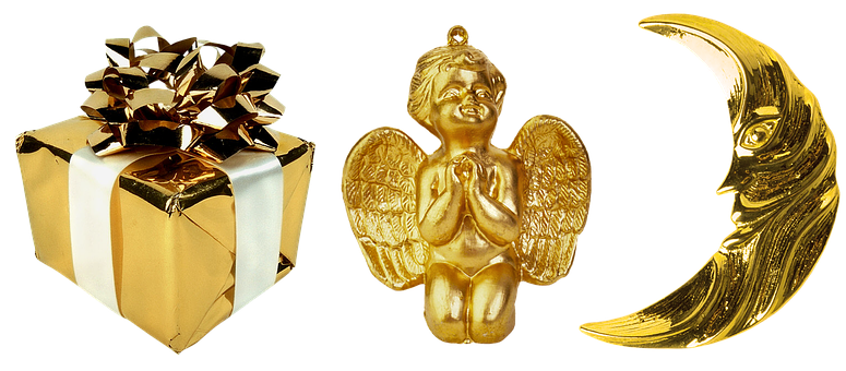 Golden Christmas Decorations PNG with transparent background