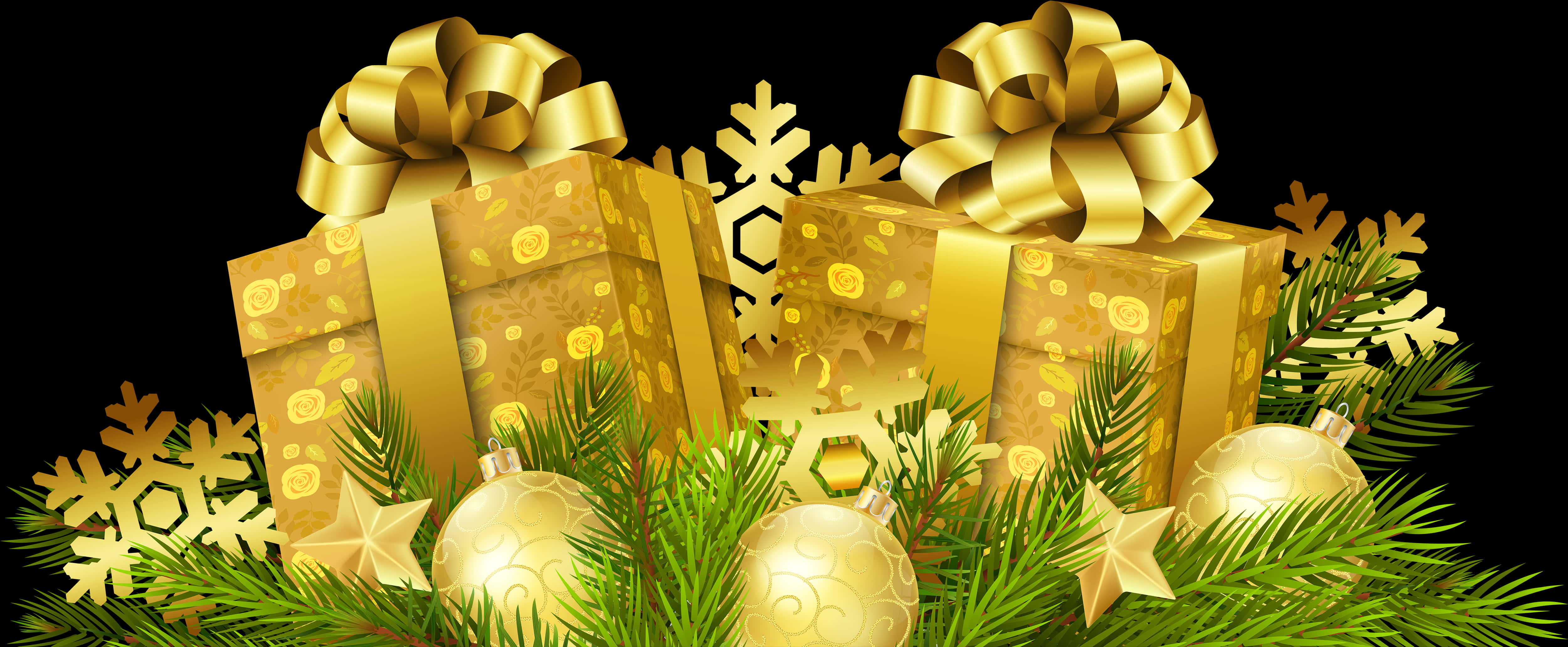 Golden Christmas Giftsand Decorations