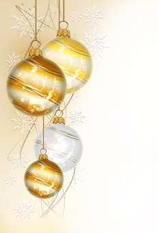 Golden Christmas Ornaments PNG with transparent background