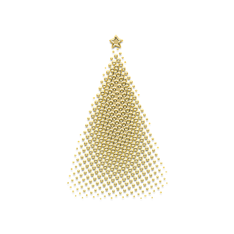 Golden Christmas Tree Abstract PNG with transparent background