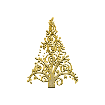 Golden Christmas Tree Design PNG with transparent background