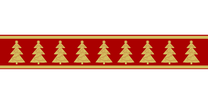 Golden Christmas Trees Pattern PNG with transparent background