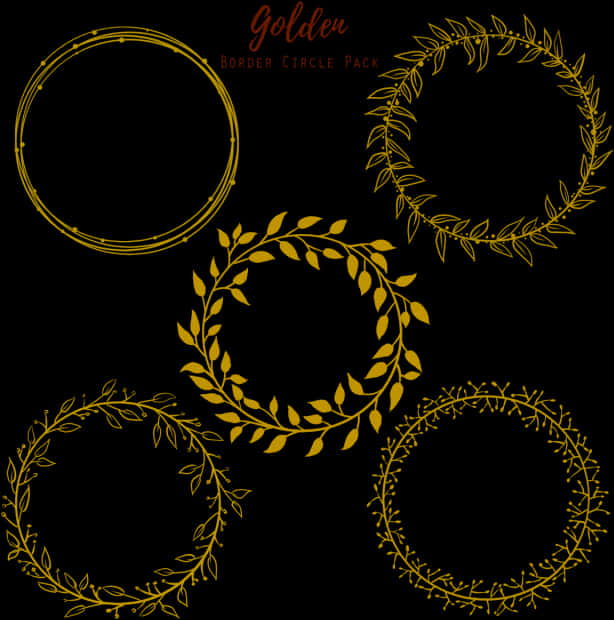 Golden Circle Borders Vector Pack PNG image with a transparent background, free high-resolution download