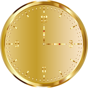 Golden Clock Face PNG with transparent background