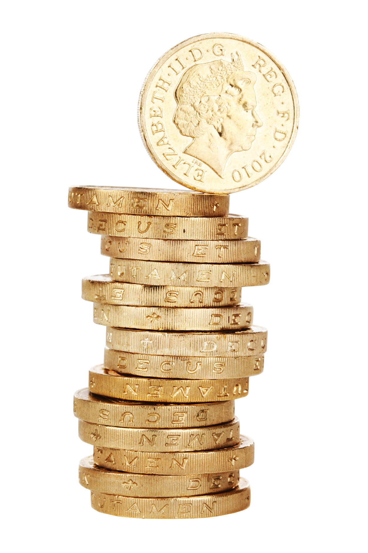 Golden Coins Balanced Stack PNG with transparent background