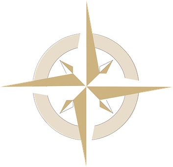 Golden Compass Rose Graphic PNG with transparent background