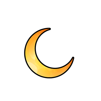 Golden Crescent Moon Illustration PNG with transparent background