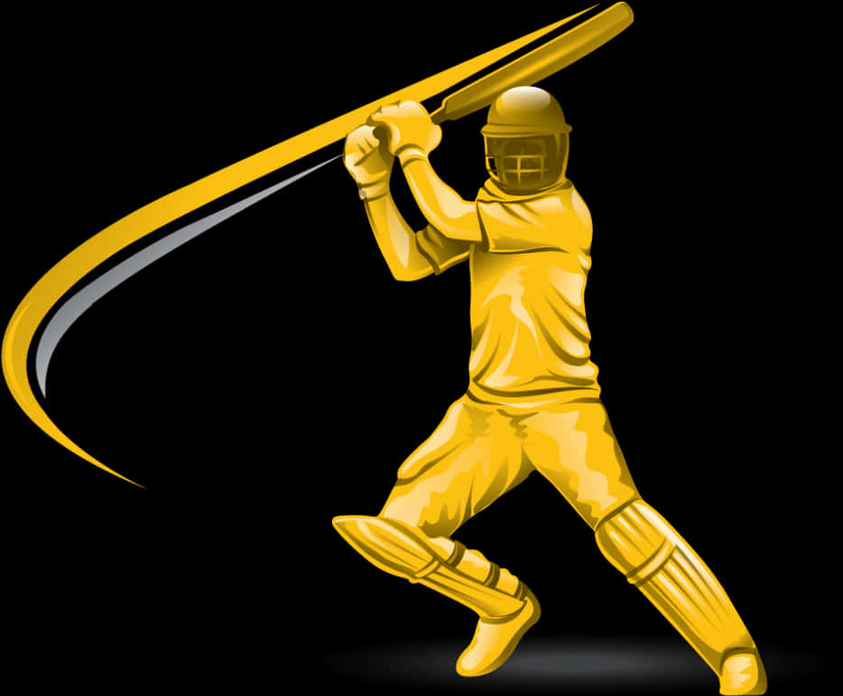 Golden Cricket Batsman Illustration