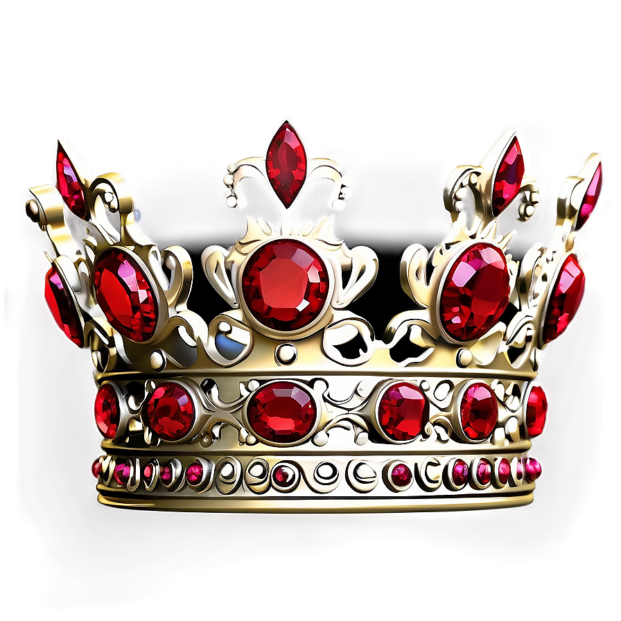 Golden Crown With Rubies Png Jrv41