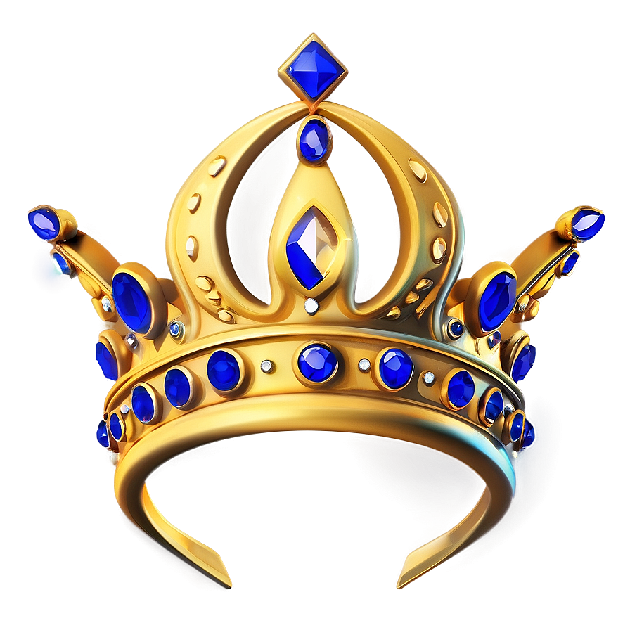 Golden Crown With Sapphires Png 06282024