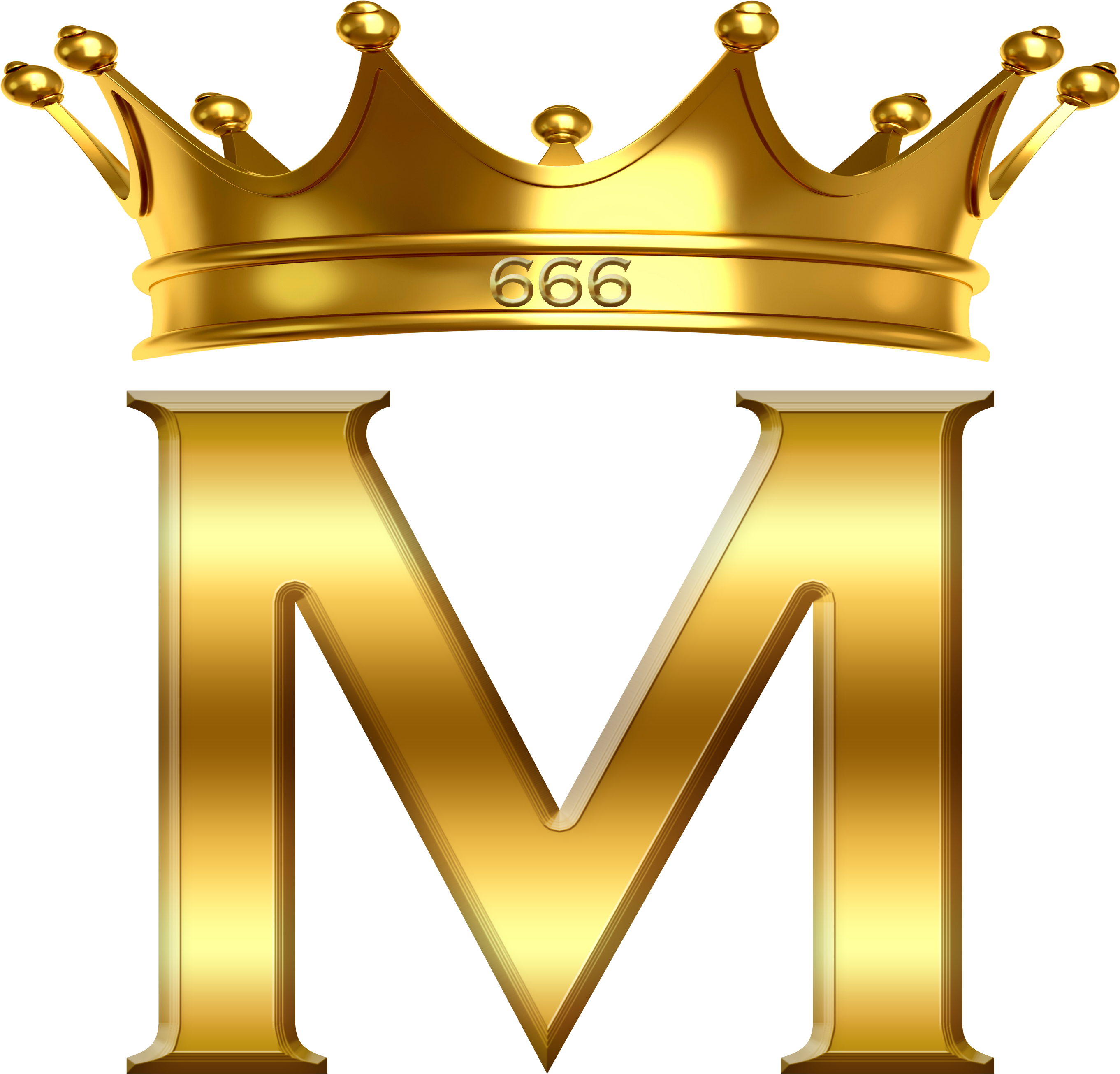 Golden Crowned Letter M666