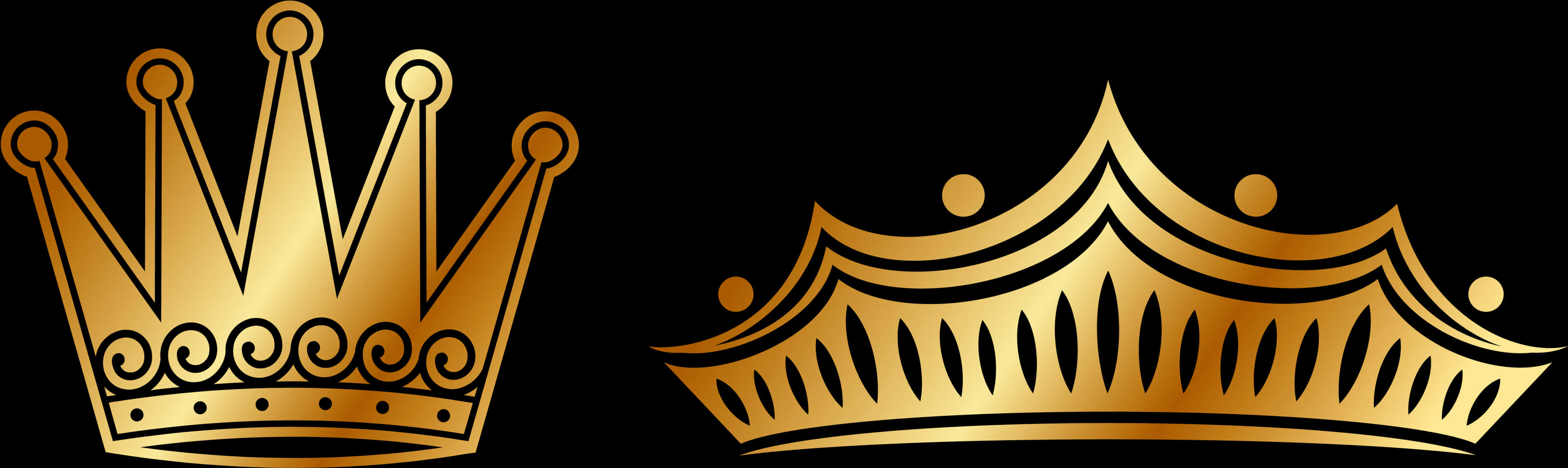 Golden Crowns Vector Illustration PNG with transparent background