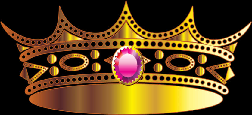 Golden Crownwith Precious Gem PNG with transparent background