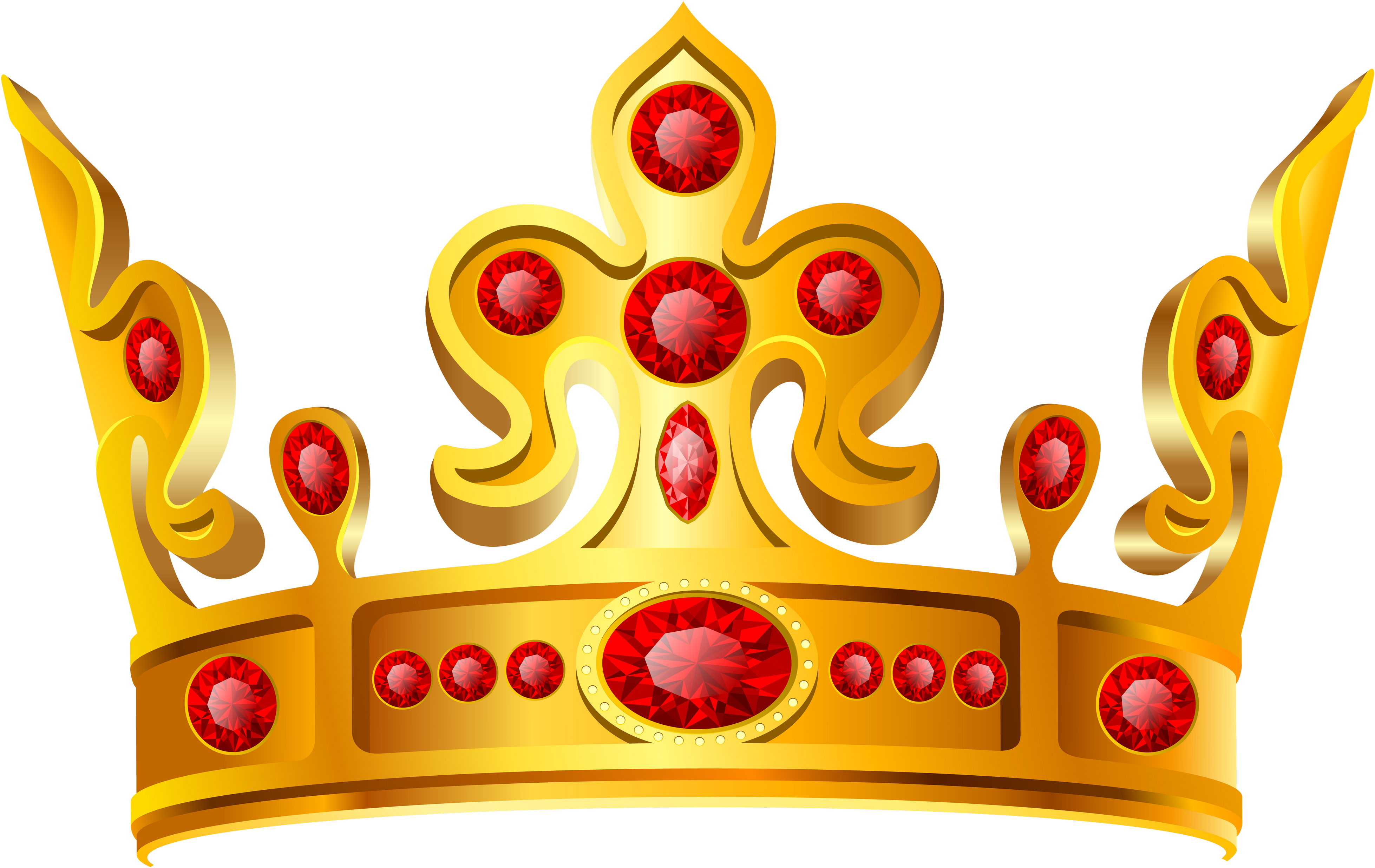 Golden Crownwith Red Gems Transparent Background