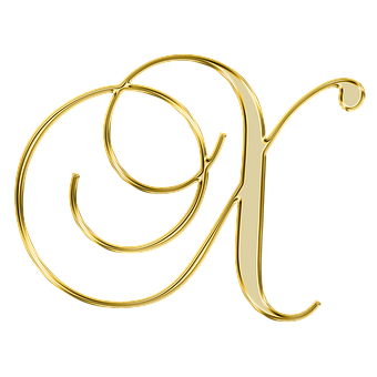 Golden Cursive Letter Q PNG with transparent background