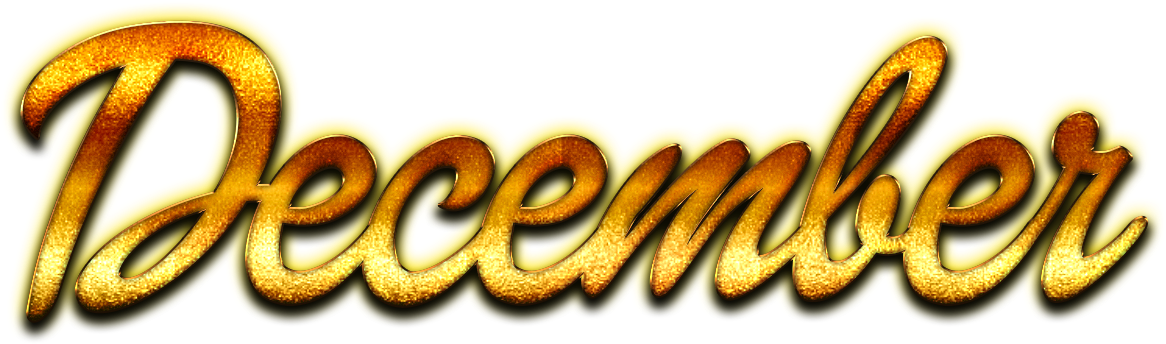 Golden December Text Design PNG with transparent background