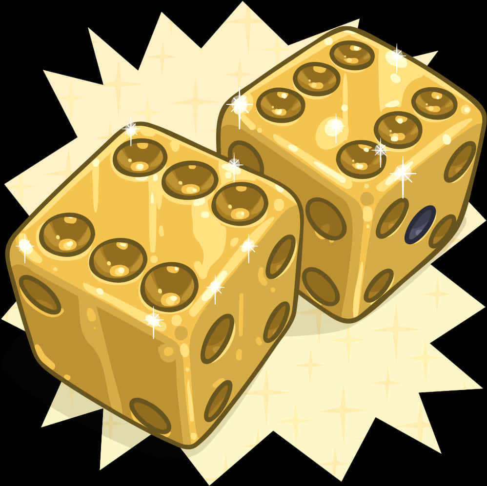 Golden Dice Sparkling Background PNG with transparent background