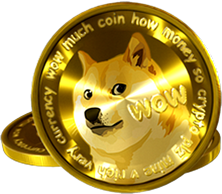 Golden Dogecoin Illustration PNG with transparent background