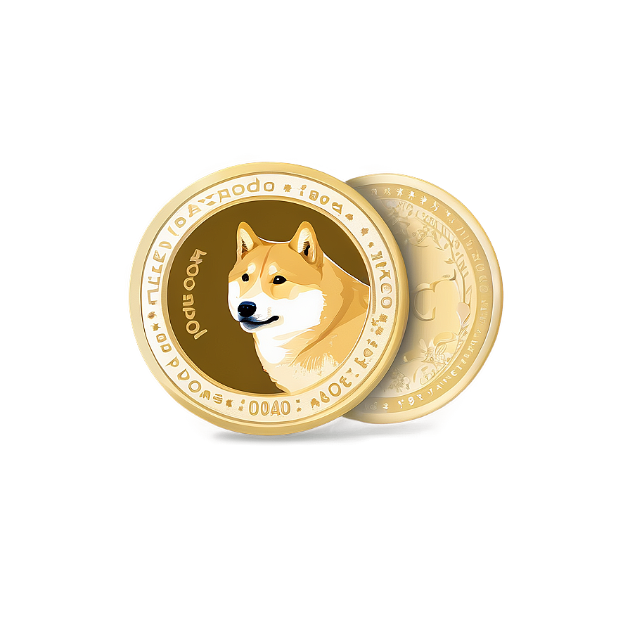 Golden Dogecoin Illustration Png 06202024