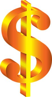 Golden Dollar Sign Graphic PNG with transparent background