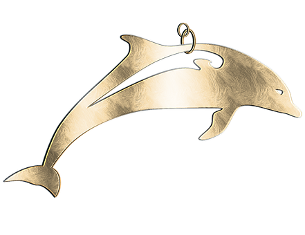Golden Dolphin Pendant Design PNG with transparent background