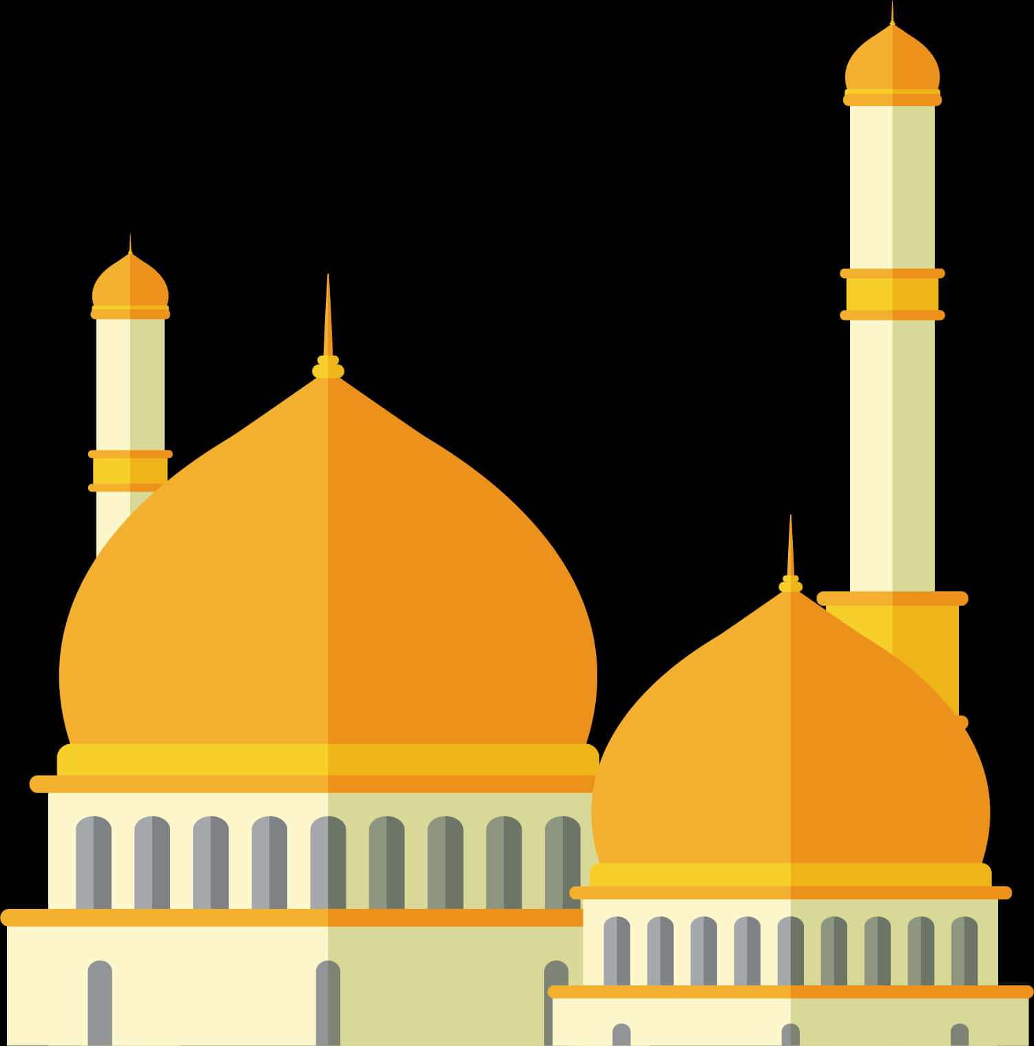 Golden_ Dome_ Mosque_ Vector_ Illustration