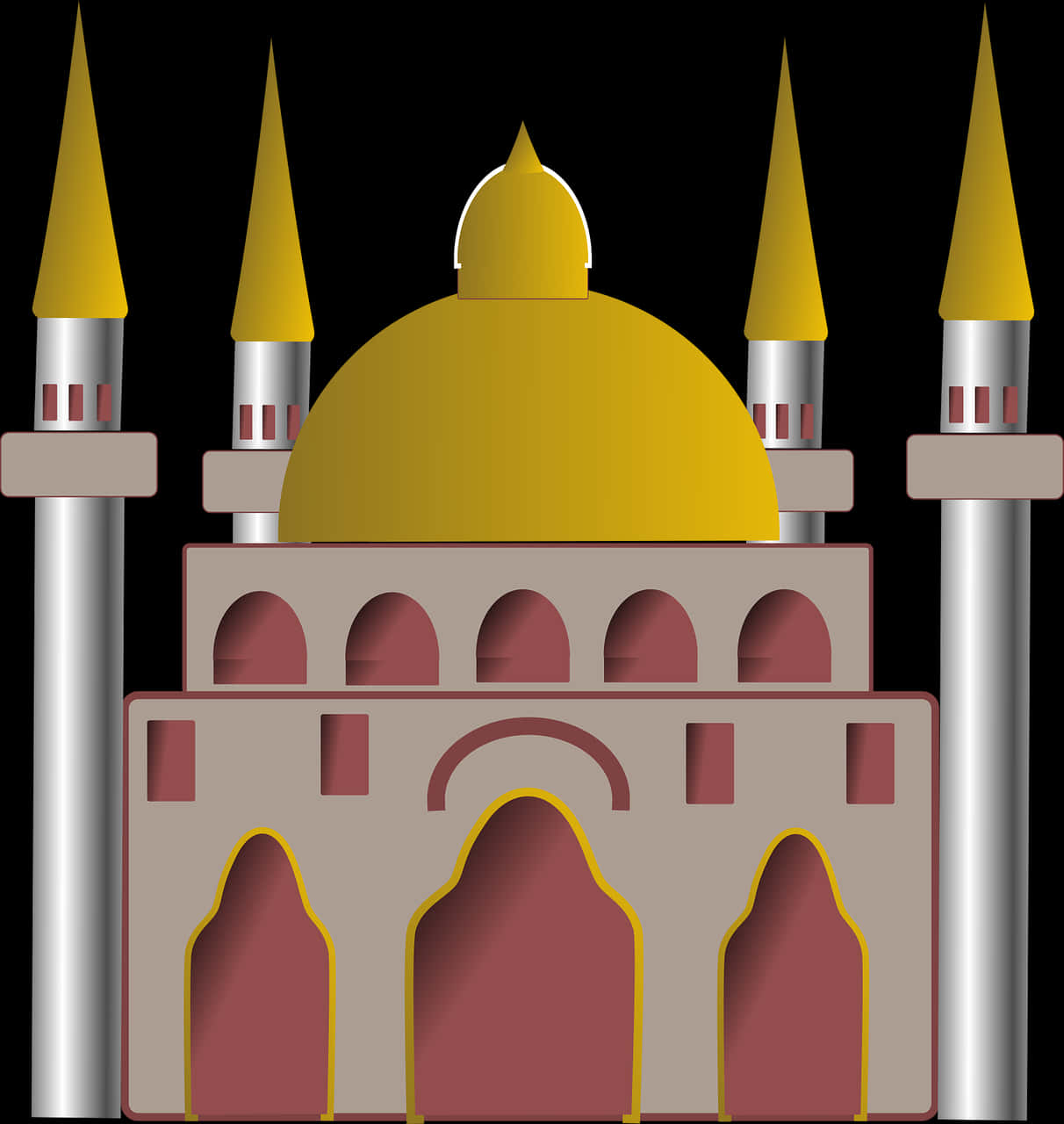 Golden Domed Mosque Illustration