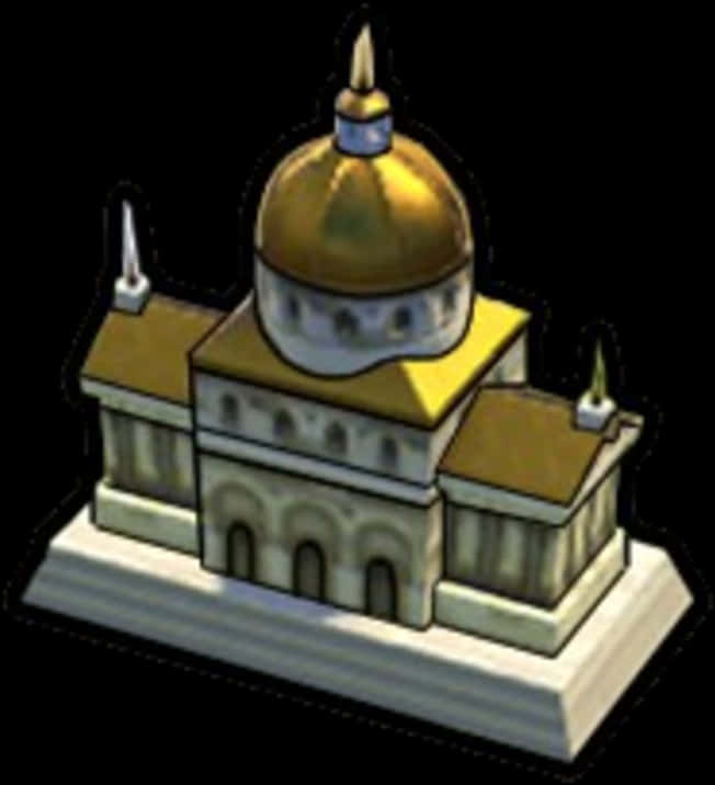 Golden Domed Structure Illustration