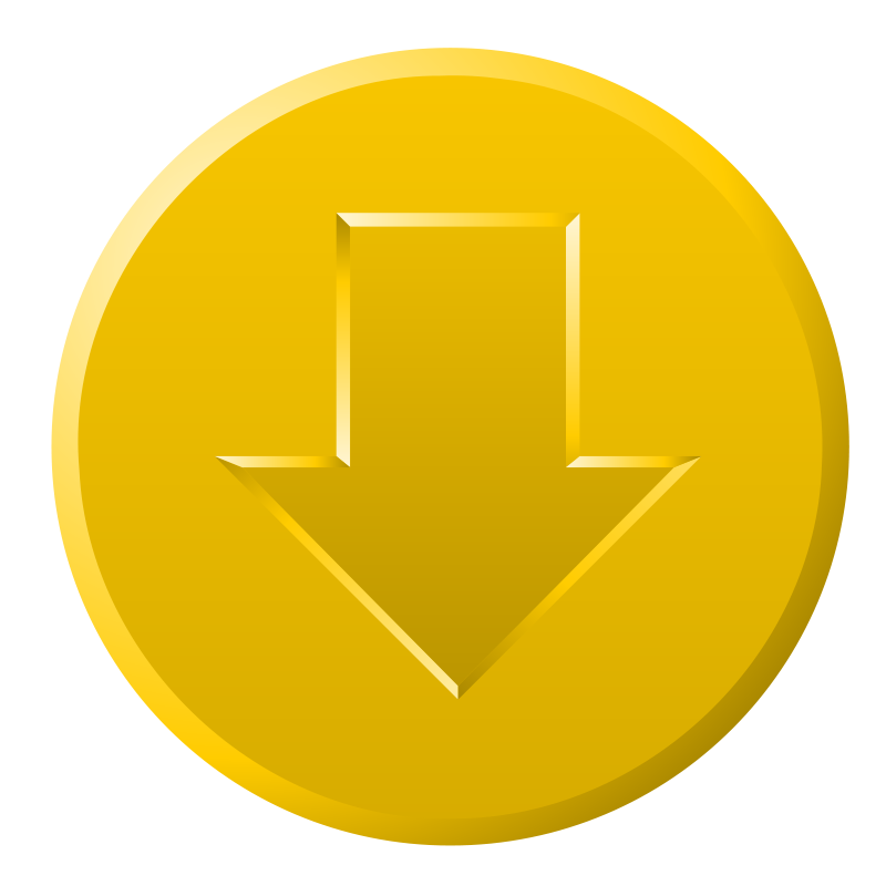 Golden Download Icon PNG with transparent background