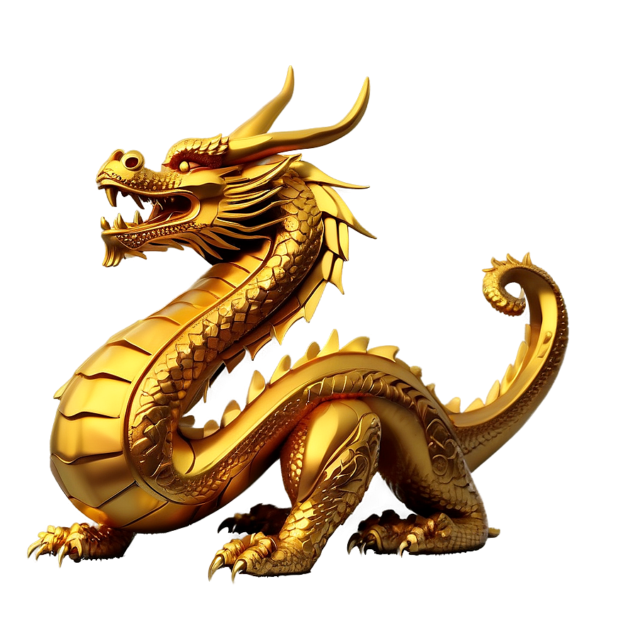 Golden Dragon Statue Png Ivk