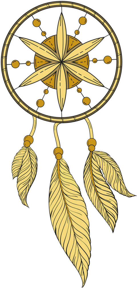 Golden Dreamcatcher Artwork PNG with transparent background
