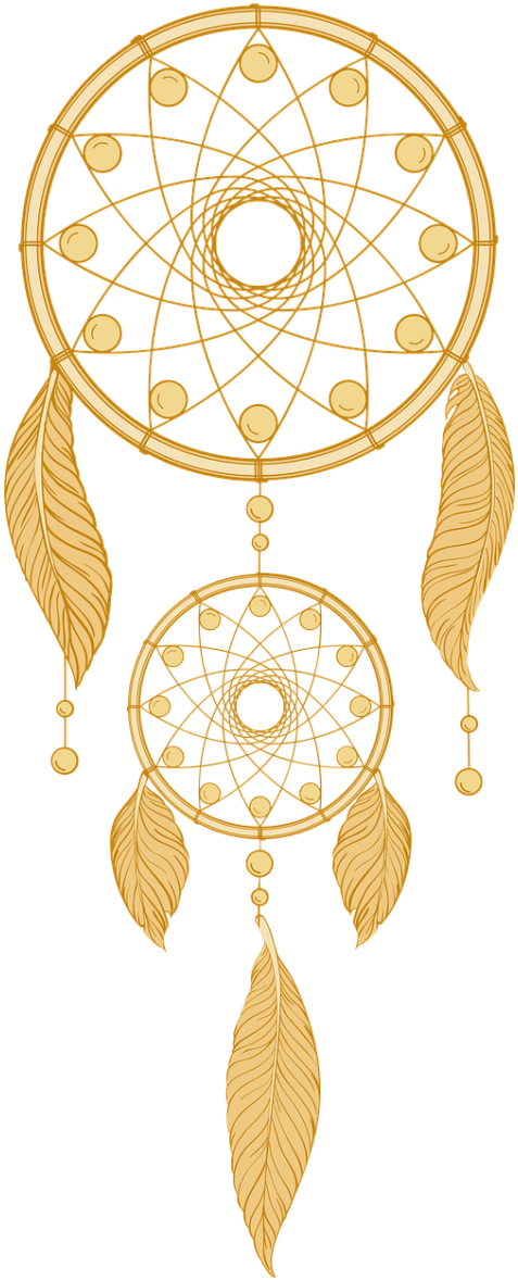 Golden Dreamcatcher Graphic PNG with transparent background